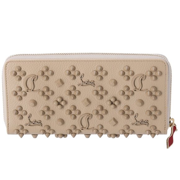 Christian Louboutin Panettone Studded Zip Around Wallet Beige 3175224 Leather - Picture 2 of 5